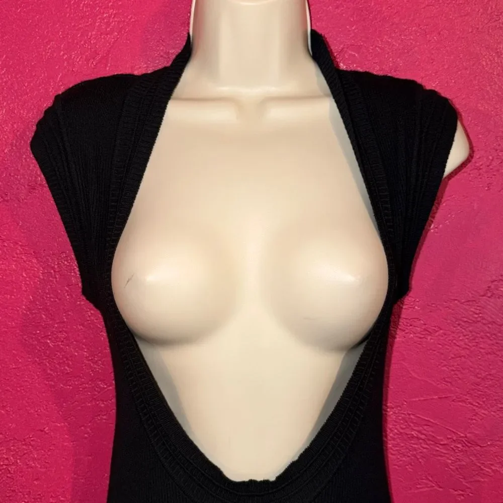 Free People Intimately sexy Black ribbed Deep V-Cut Sleeveless Maxi Dress. Sz S - Picture 4 of 10